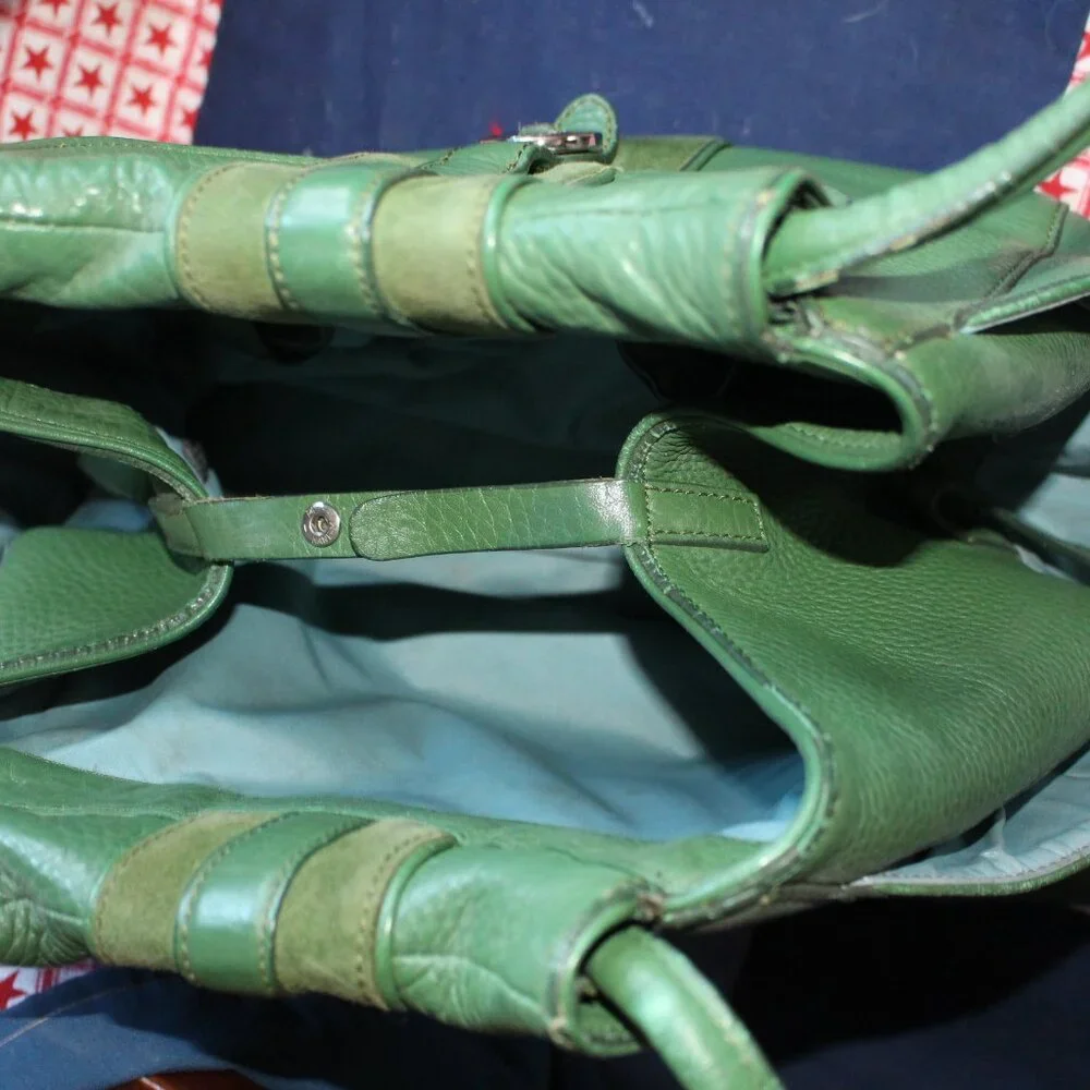Vintage Cole Haan Green Leather Handbag Villager H04 Beautiful - Picture 6 of 9